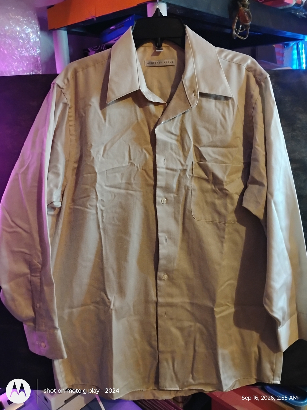 Geoffrey Beene Men's Beige Lightweight Shirt Jacket